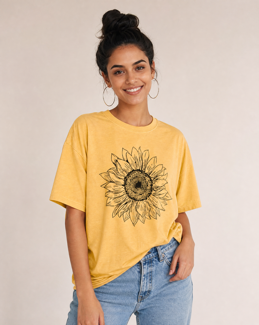 Graphite Sunflower - Comfort Colors Relaxed Fit Premium T Shirt
