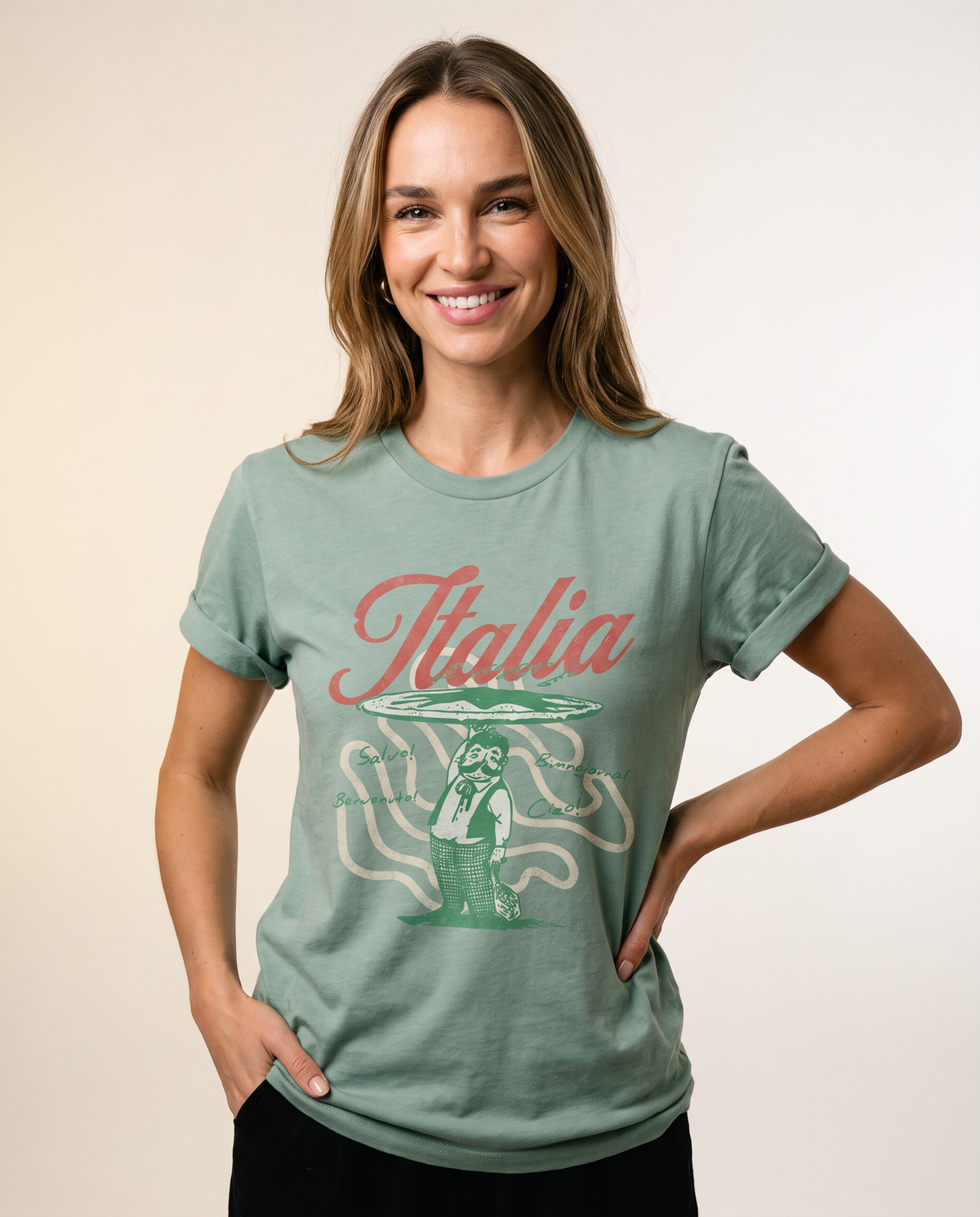 Greetings From Italia - Bella Canvas Super Soft Straight Cut T shirt