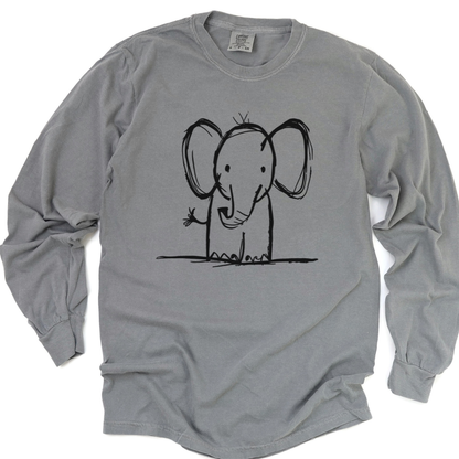 Elephant Sketch - Comfort Colors Long Sleeve Premium T Shirt