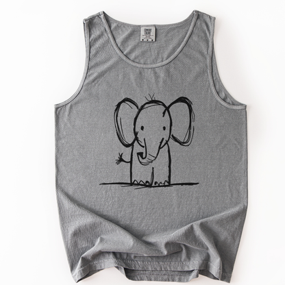 Elephant Sketch - Comfort Colors Premium Tank Top
