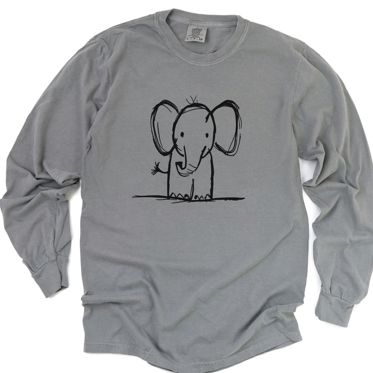 Elephant Sketch - Comfort Colors Long Sleeve Premium T Shirt