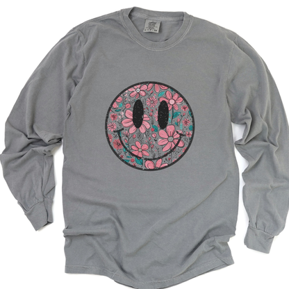 Flower Smile - Comfort Colors Long Sleeve Premium T Shirt