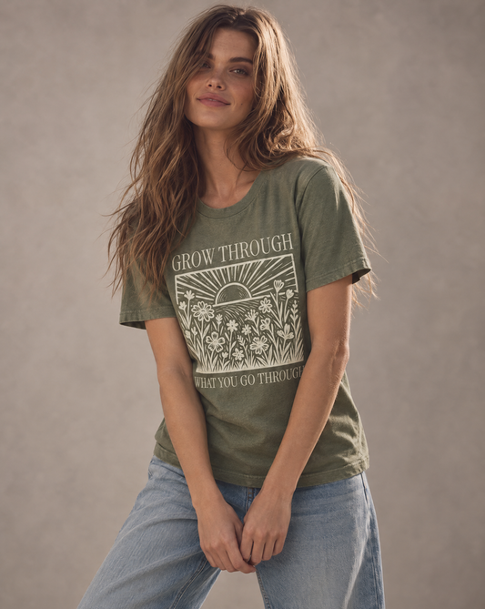 Grow Through What You Go Through - Bella Canvas Super Soft Straight Cut T Shirt