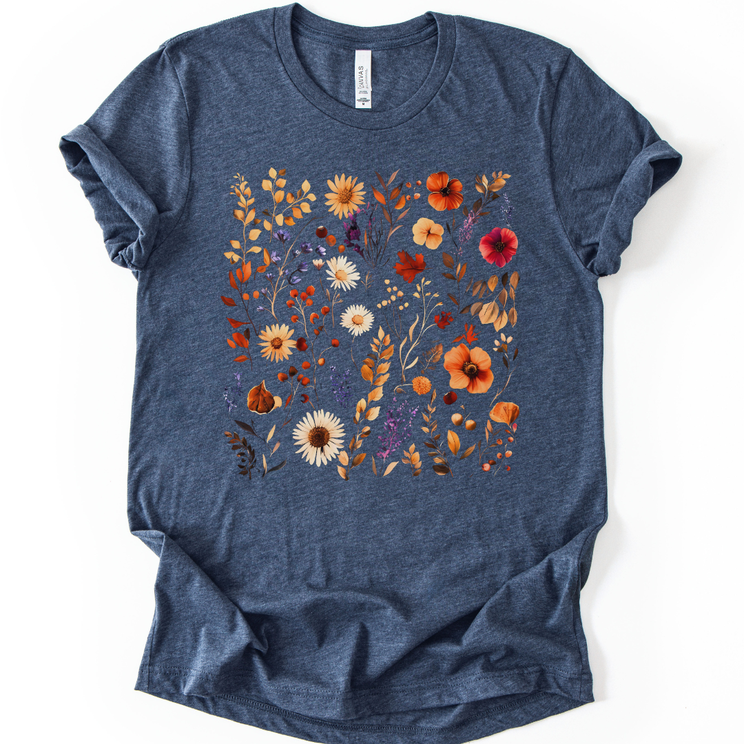 Autumn Boho Floral Print - Bella Canvas Super Soft T Shirt