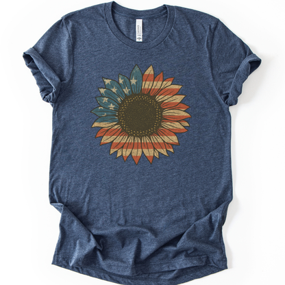 Stars and Stripes Sunflower - Bella Canvas Super Soft T Shirt