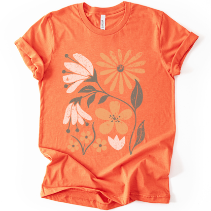Vintage Distressed Field of Bloom Floral - Bella Canvas Super Soft T Shirt