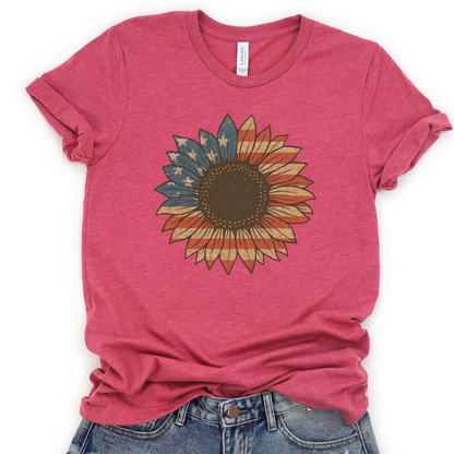Stars and Stripes Sunflower - Bella Canvas Super Soft T Shirt