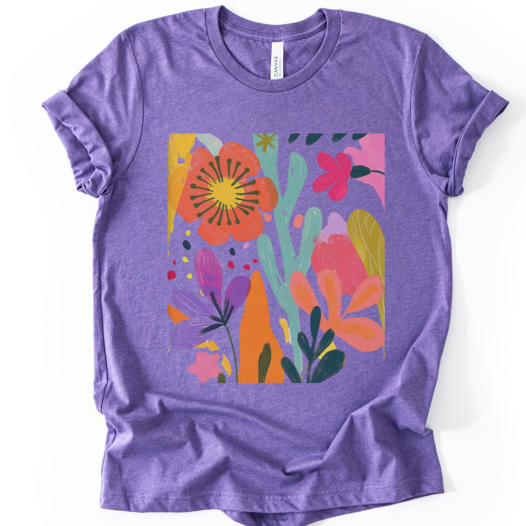 Modern Art Flower Print - Bella Canvas Super Soft T Shirt
