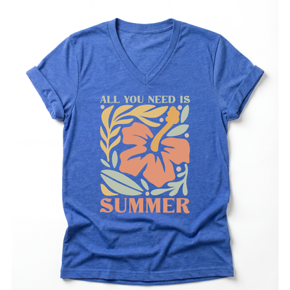 All You Need Is Summer - Short Sleeve V-Neck Tee