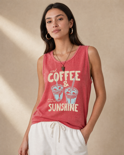 Iced Coffee & Sunshine- Comfort Colors Premium Tank Top