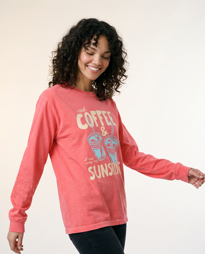 Iced Coffee & Sunshine - Comfort Colors Long Sleeve Premium T Shirt