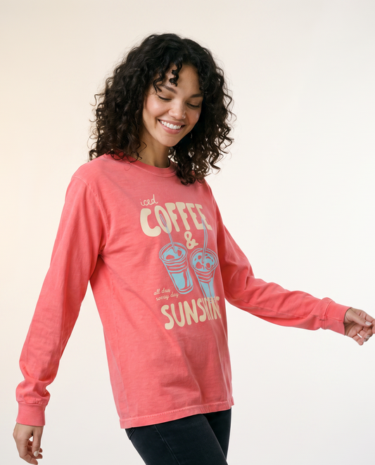 Iced Coffee & Sunshine - Comfort Colors Long Sleeve Premium T Shirt