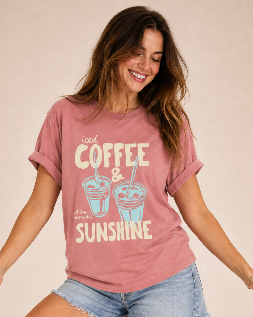 Iced Coffee & Sunshine - Bella Canvas Super Soft Straight Cut T shirt