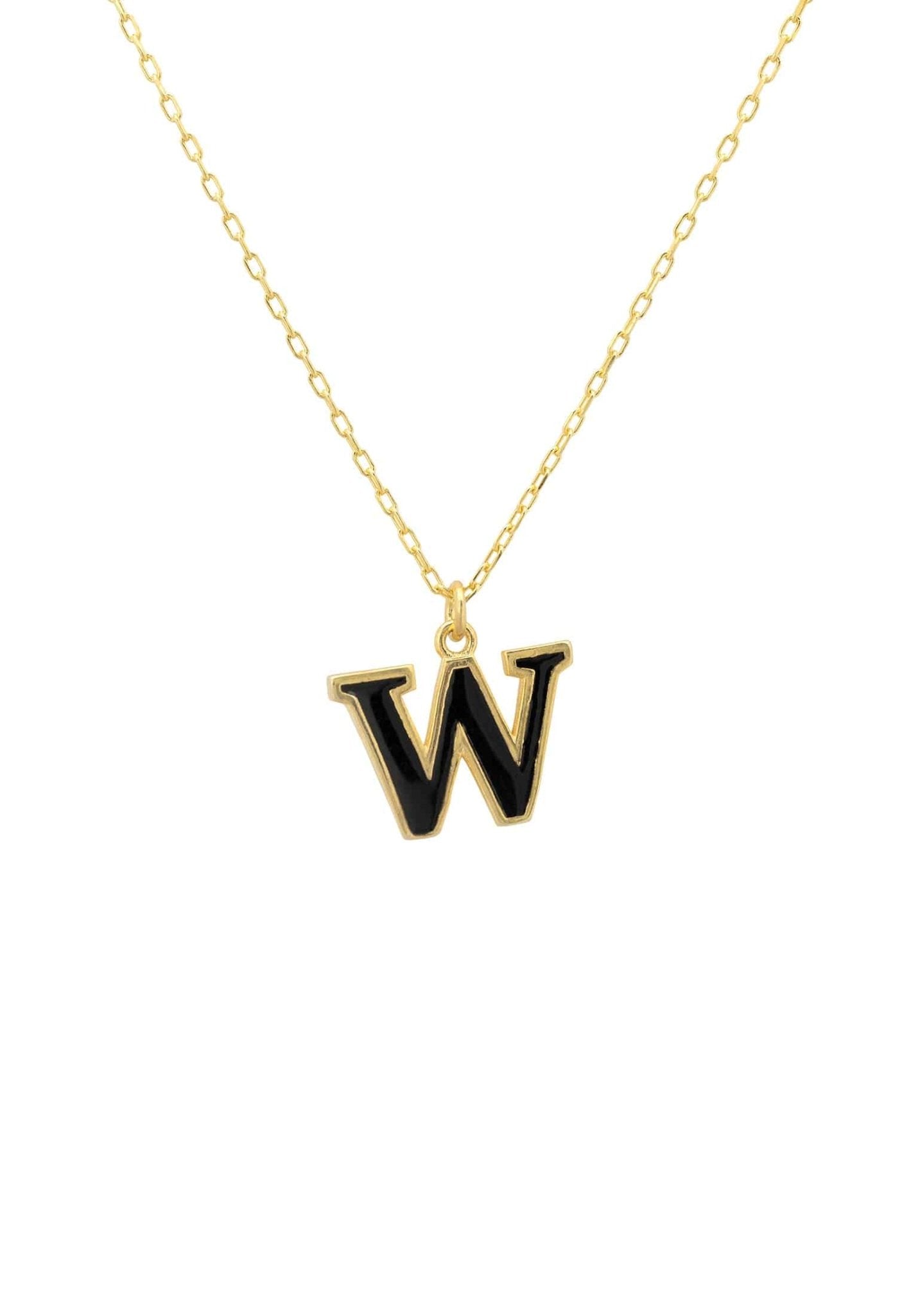 Initial Enamel Necklace Gold W