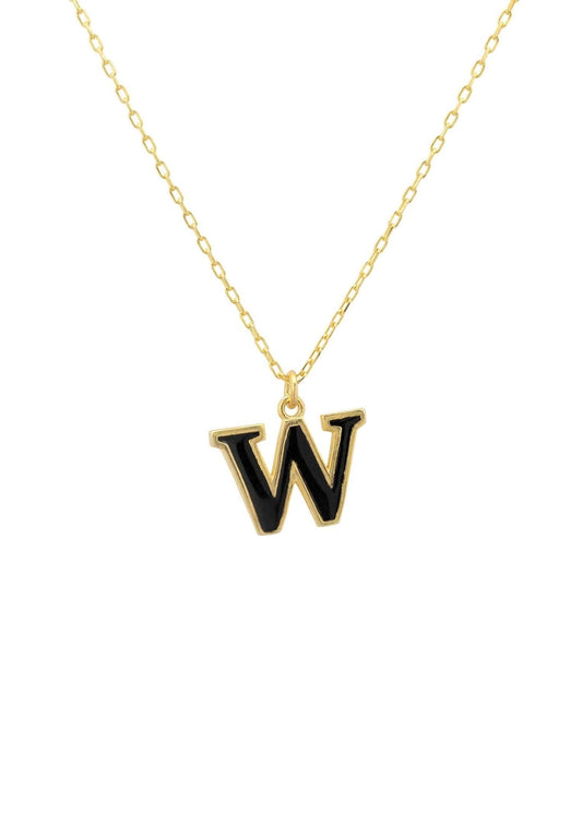 Initial Enamel Necklace Gold W