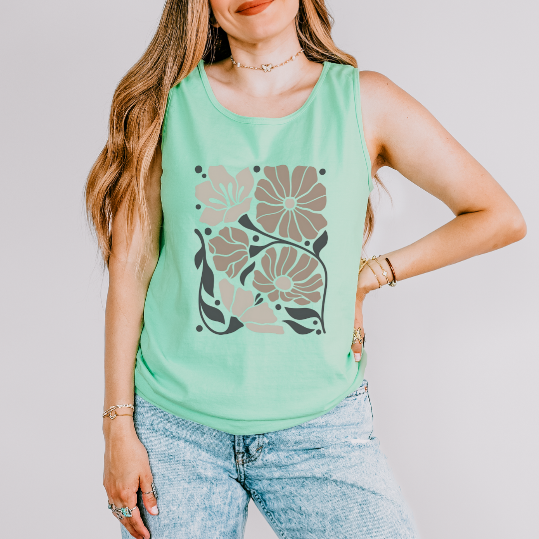Abstract Floral - Comfort Colors Premium Tank Top
