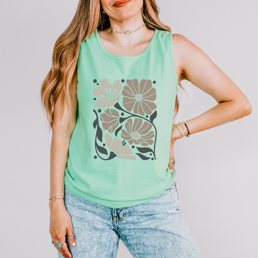 Abstract Floral - Comfort Colors Premium Tank Top