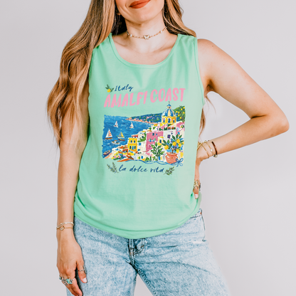Amalfi Coast Painting - Comfort Colors Premium Tank Top