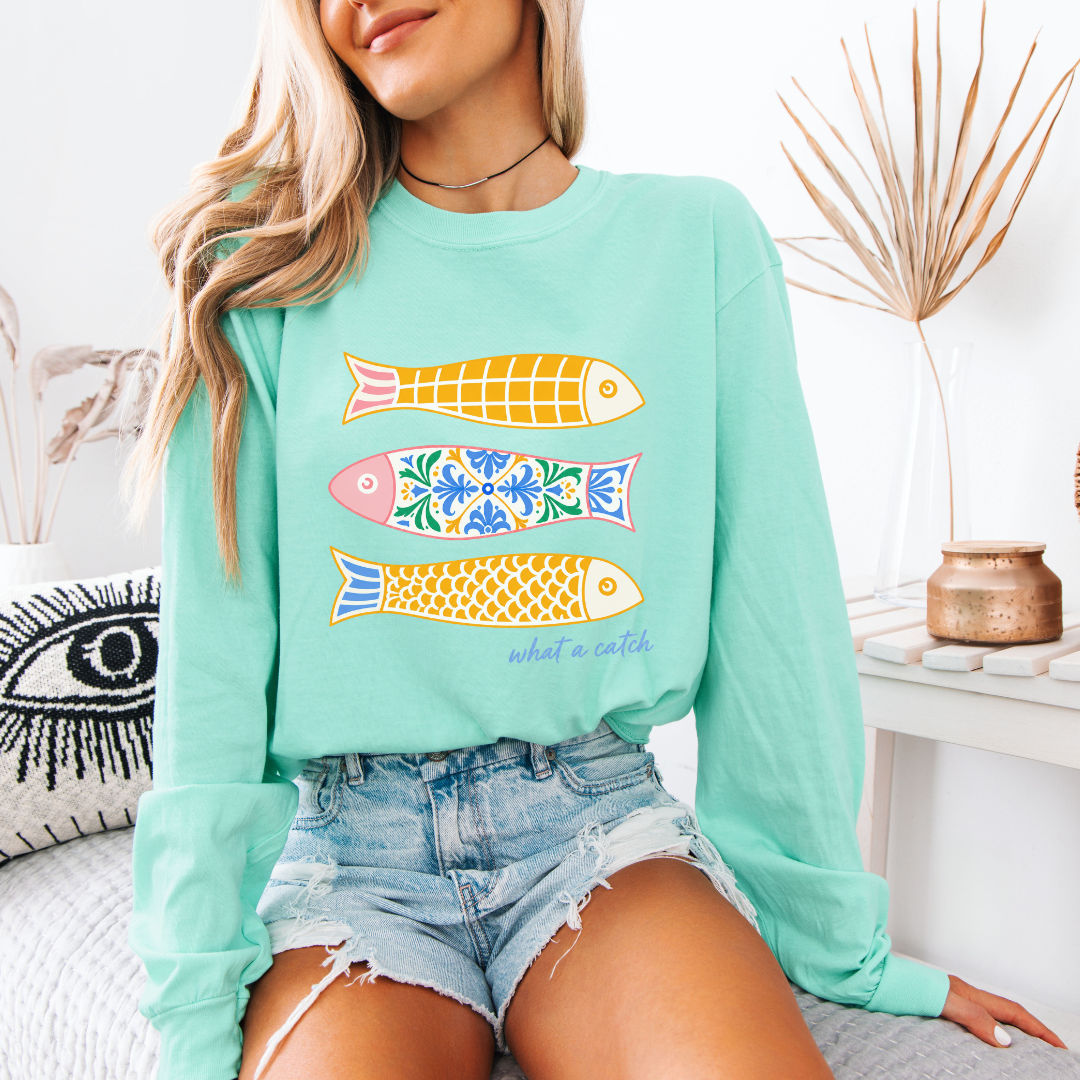 What A Catch - Comfort Colors Long Sleeve Premium T Shirt
