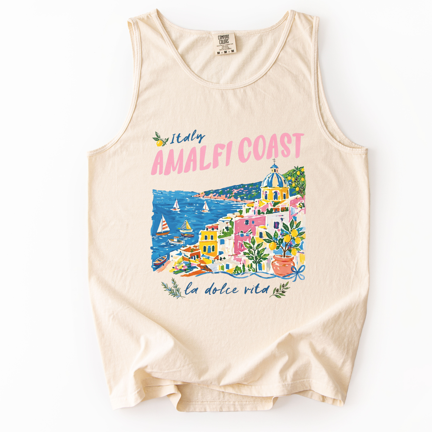Amalfi Coast Painting - Comfort Colors Premium Tank Top