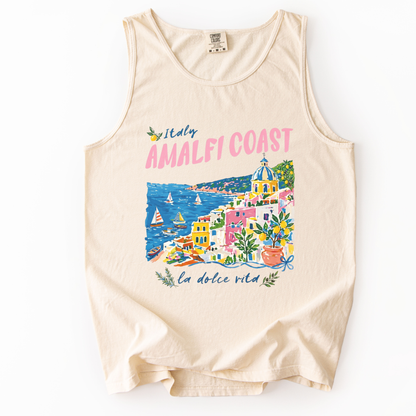 Amalfi Coast Painting - Comfort Colors Premium Tank Top