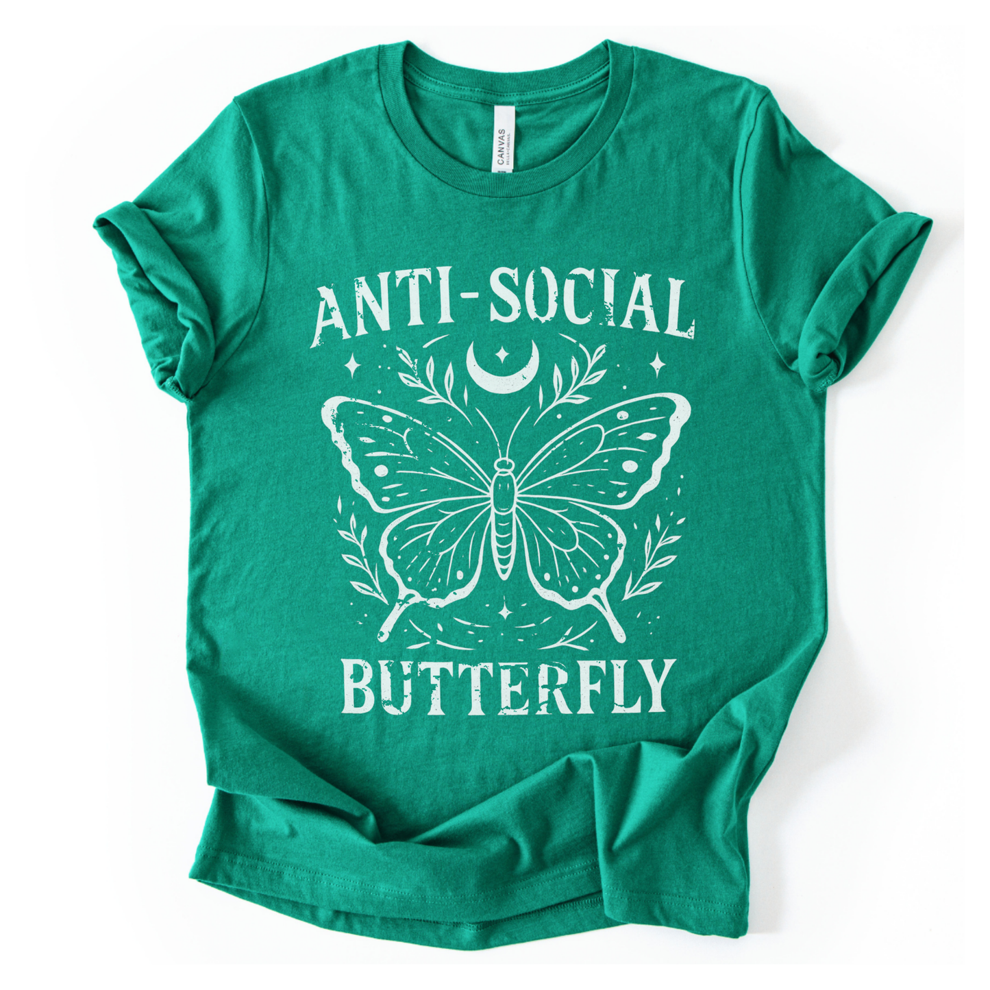Anti - Social Butterfly - Bella Canvas Straight Cut Tee - UK Stocked