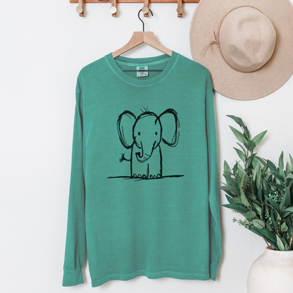 Elephant Sketch - Comfort Colors Long Sleeve Premium T Shirt