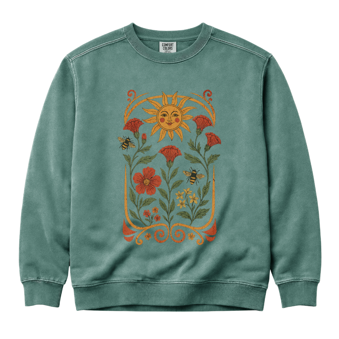 Golden Floral - Comfort Colors Premium Heavyweight Sweatshirt