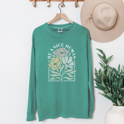 Be A Nice Human - Comfort Colors Premium Long Sleeve T Shirt