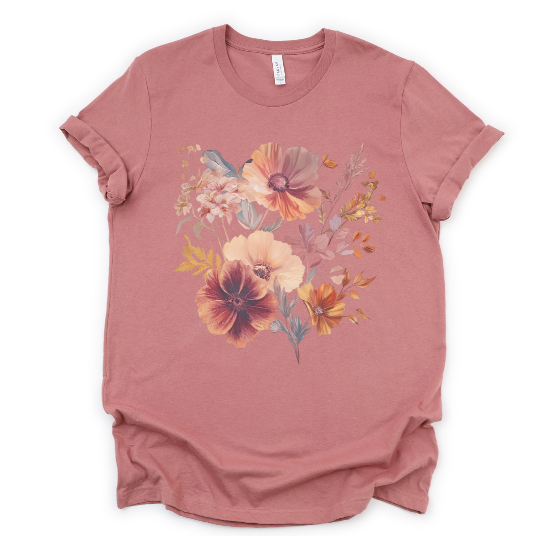 Sunset Floral - Bella Canvas Super Soft Straight Cut T shirt