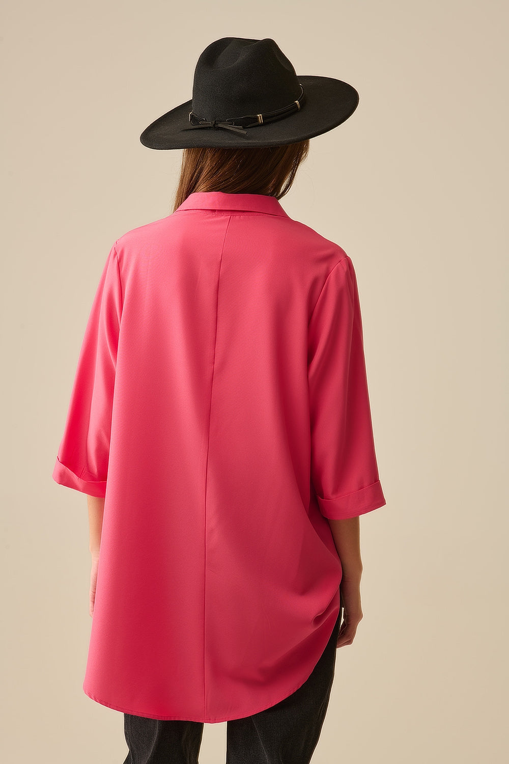 Maxi Shirt Made of Very Soft and Light Fabric in Coral Color