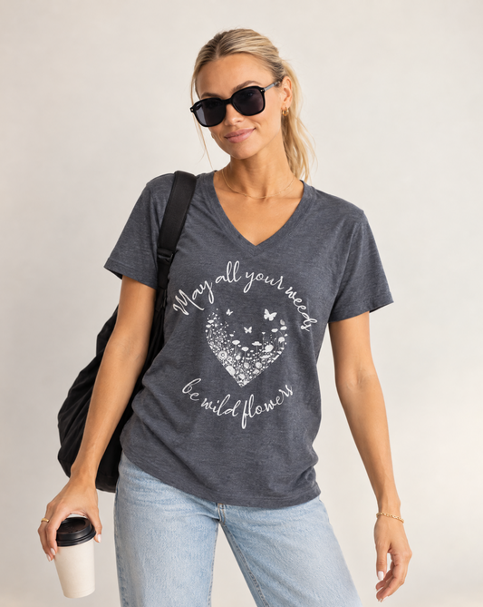 May All Your Weeds Be Wildflowers Silhouette Print - Super Soft V Neck