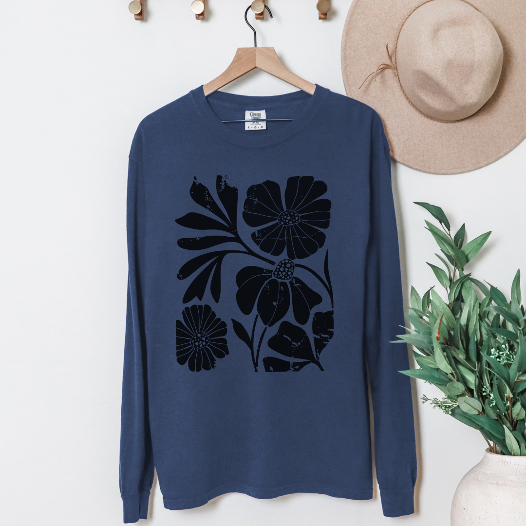 Artistic Boho Floral - Comfort Colors Premium Long Sleeve T Shirt