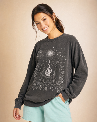 Midnight Meowgic - Comfort Colors Premium Long Sleeve T Shirt