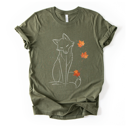 Fox in Fall - Bella Canvas Super Soft Straight Cut T shirt
