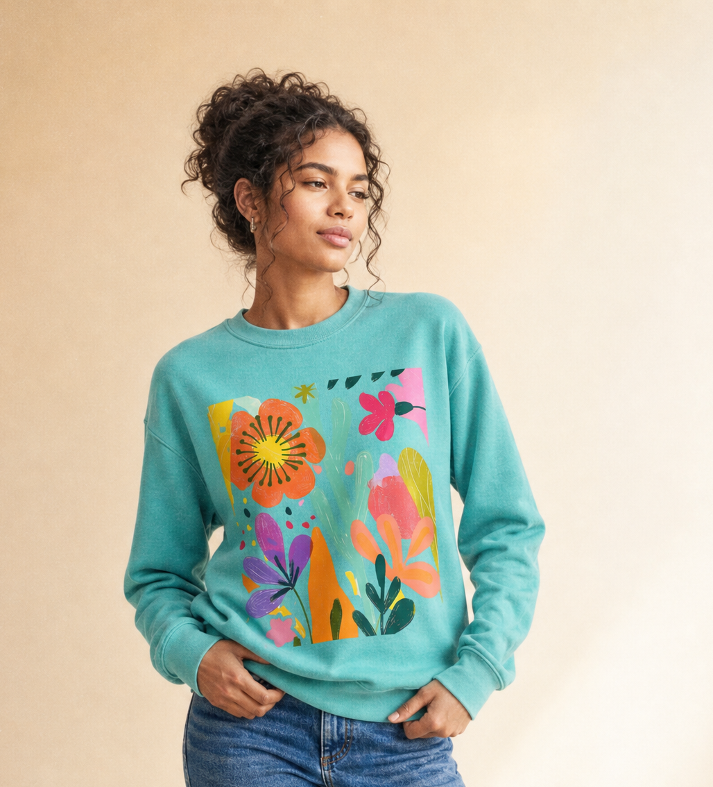 Modern Art Flower Print - Comfort Colors Premium Heavyweight Sweatshirt