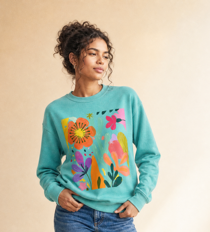 Modern Art Flower Print - Comfort Colors Premium Heavyweight Sweatshirt