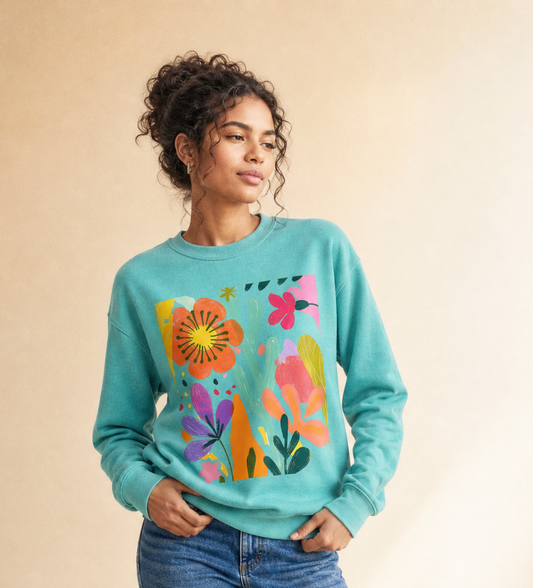 Modern Art Flower Print - Comfort Colors Premium Heavyweight Sweatshirt