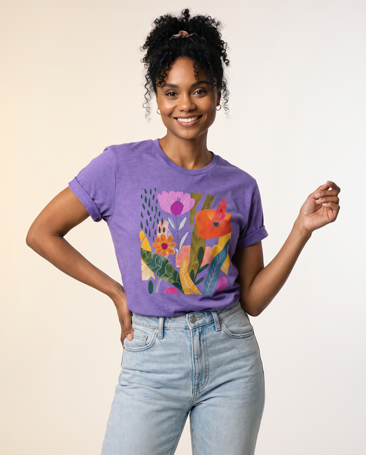 Modern Art Plant Print  - Bella Canvas Super Soft Straight Cut T shirt