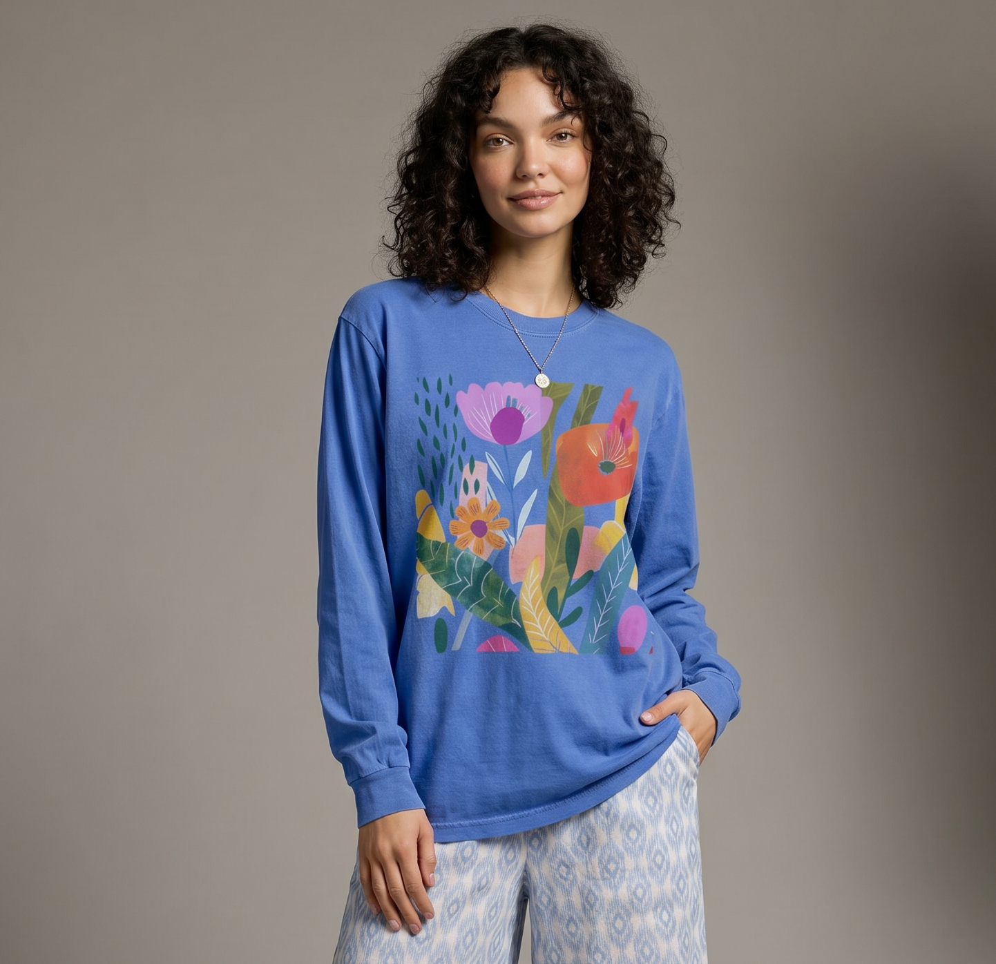 Modern Art Plant Print - Comfort Colors Premium Long Sleeve T Shirt