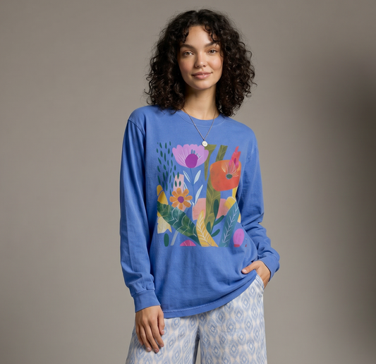 Modern Art Plant Print - Comfort Colors Premium Long Sleeve T Shirt