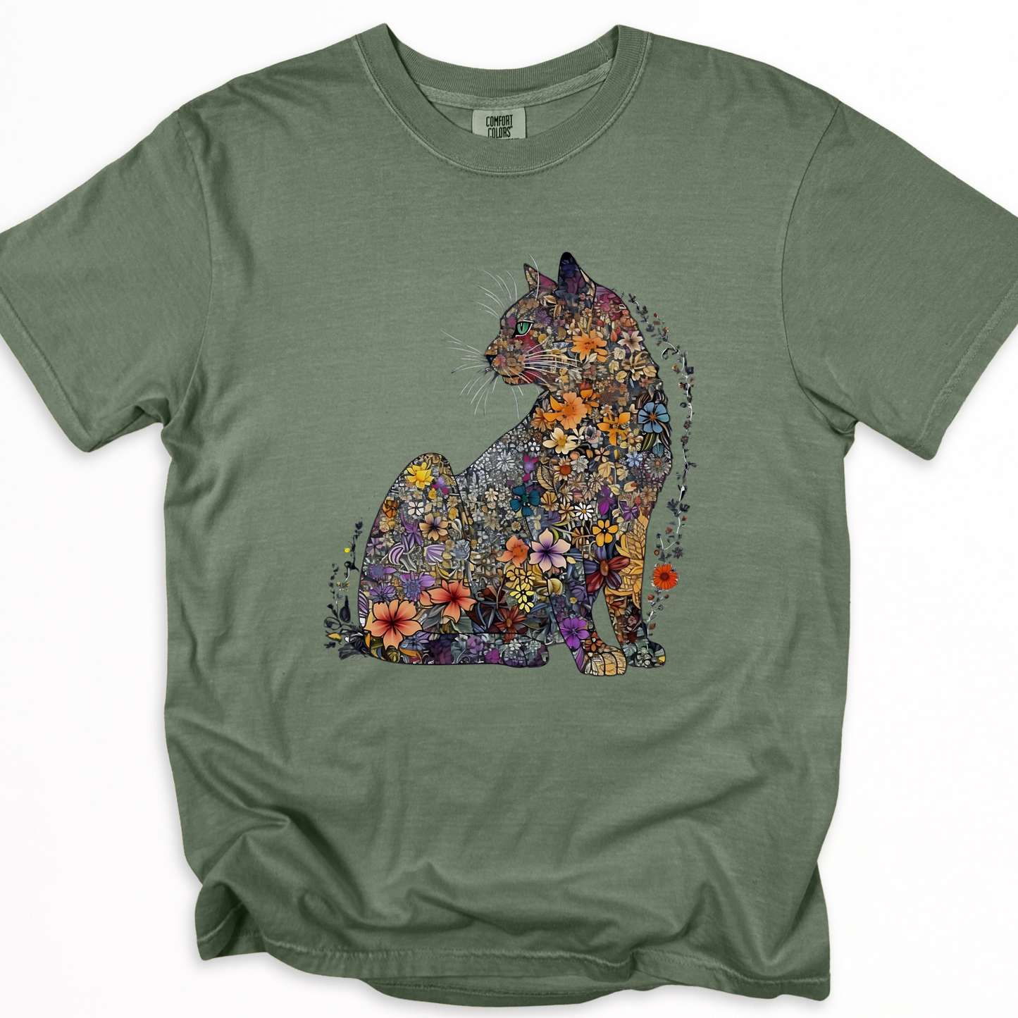 Floral Cat -  Comfort Colors Relaxed Fit Premium T Shirt