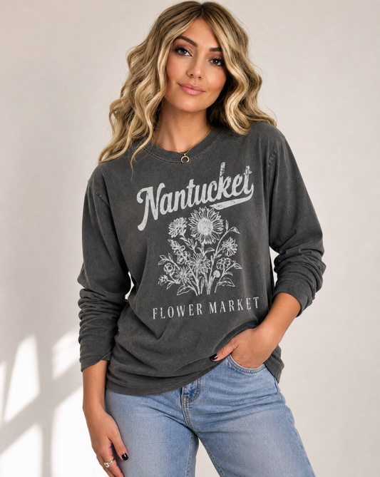 Nantucket Flower Market - Comfort Colors Premium Long Sleeve T Shirt