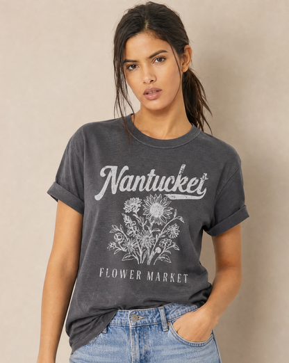 Nantucket Flower Market - Comfort Colors Relaxed Fit Premium T Shirt