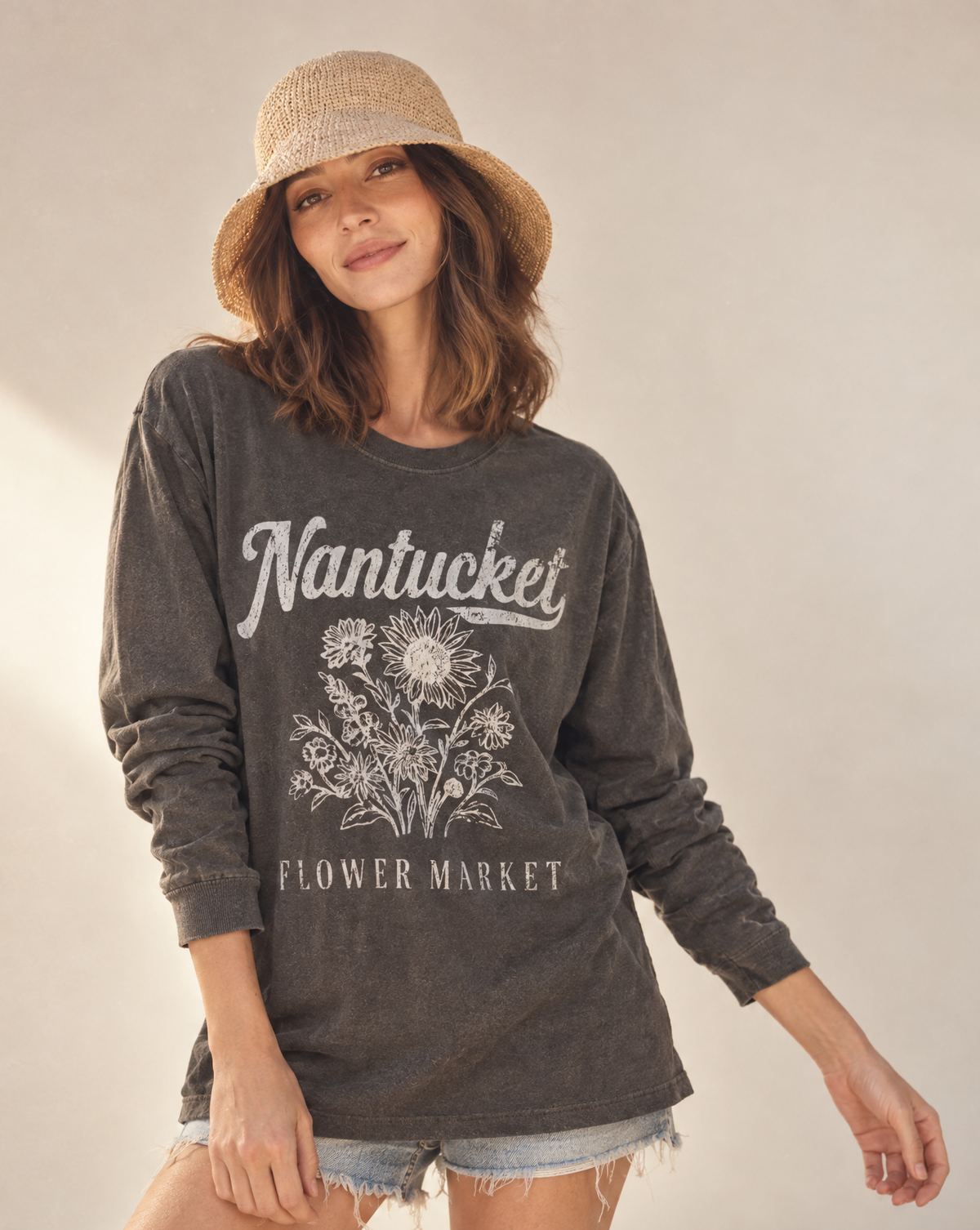 Nantucket Flower Market - Comfort Colors Premium Long Sleeve T Shirt