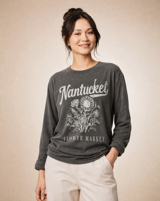 Nantucket Flower Market - Comfort Colors Premium Long Sleeve T Shirt