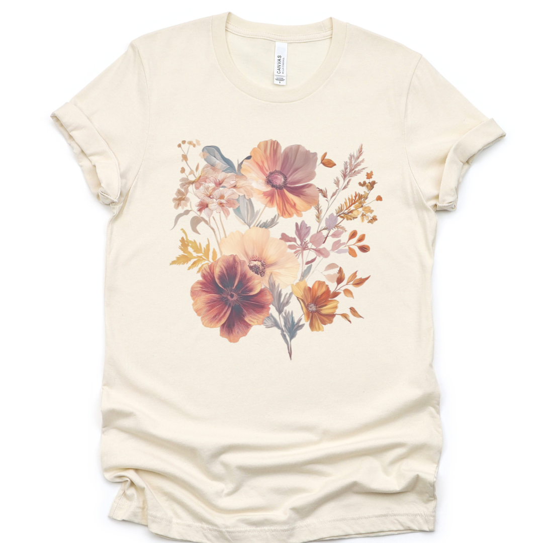 Sunset Floral - Bella Canvas Super Soft Straight Cut T shirt