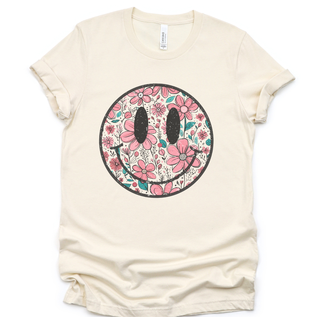 Flower Smile - Bella Canvas Super Soft Fitted T Shirt