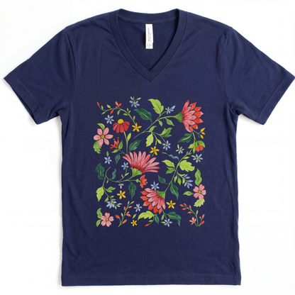 Botanical Bliss - Short Sleeve V-Neck Tee