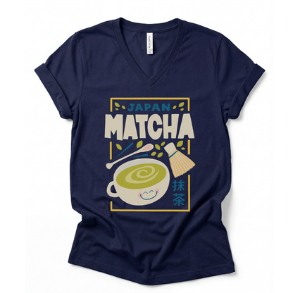 Little Miss Matcha - Short Sleeve V-Neck Tee